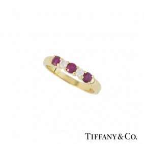Tiffany & Co. 18k Yellow Gold Ruby and Diamond Ring